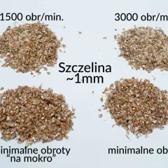 Porównanie śrutowania ziarna przy 1500 i 3000 obr/min, szczelina ~1mm. Analiza przyczyn niskiej wydajności zacierania i jak lepiej śrutować ziarno.