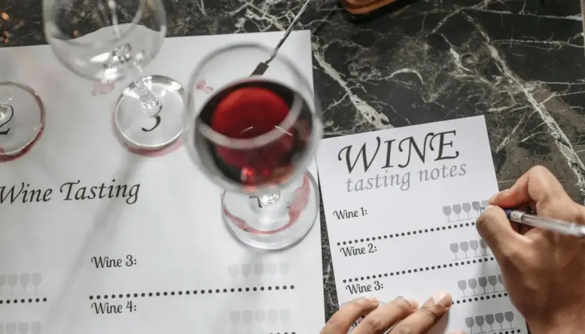 Degustacja wina metodą 5S: obserwuj, kręć, wąchaj, smakuj, delektuj się. Notatki z degustacji wina.
