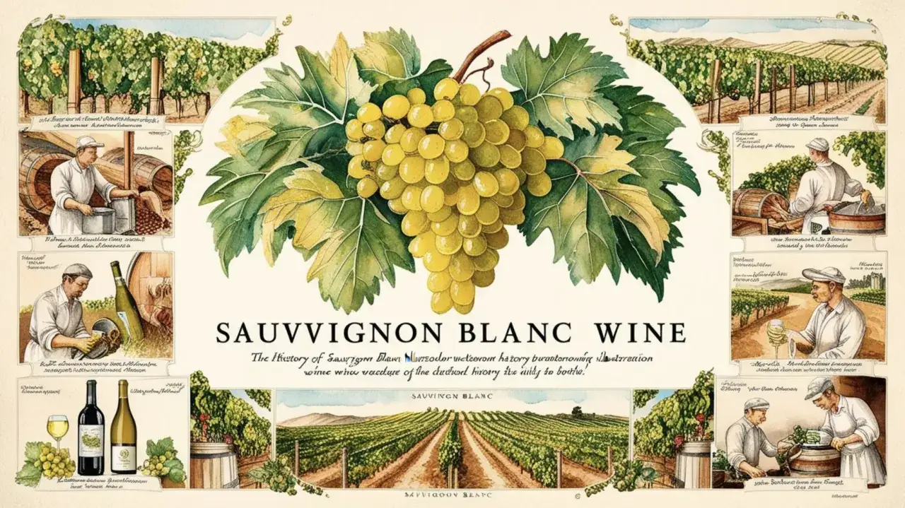 Historia sauvignon blanc wina: winnice, winogrona, beczki i degustacja.