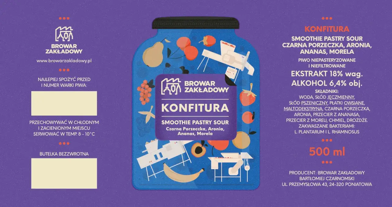 Jak zrobić piwo owocowe (pastry sour) żeby nie było zbyt kwaśne? Ten napój z czarną porzeczką, aronią, ananasem i morelą to konfitura.