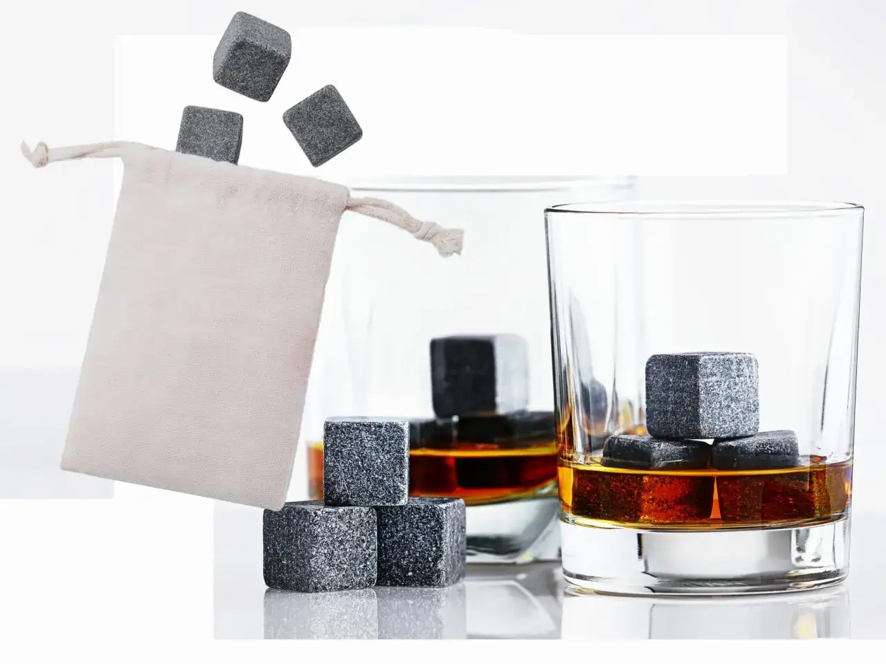 Kamienne kości chłodzące do whisky: uniknij rozcieńczenia smaku, w przeciwieństwie do lodu. Idealne do delektowania się pełnią aromatu.