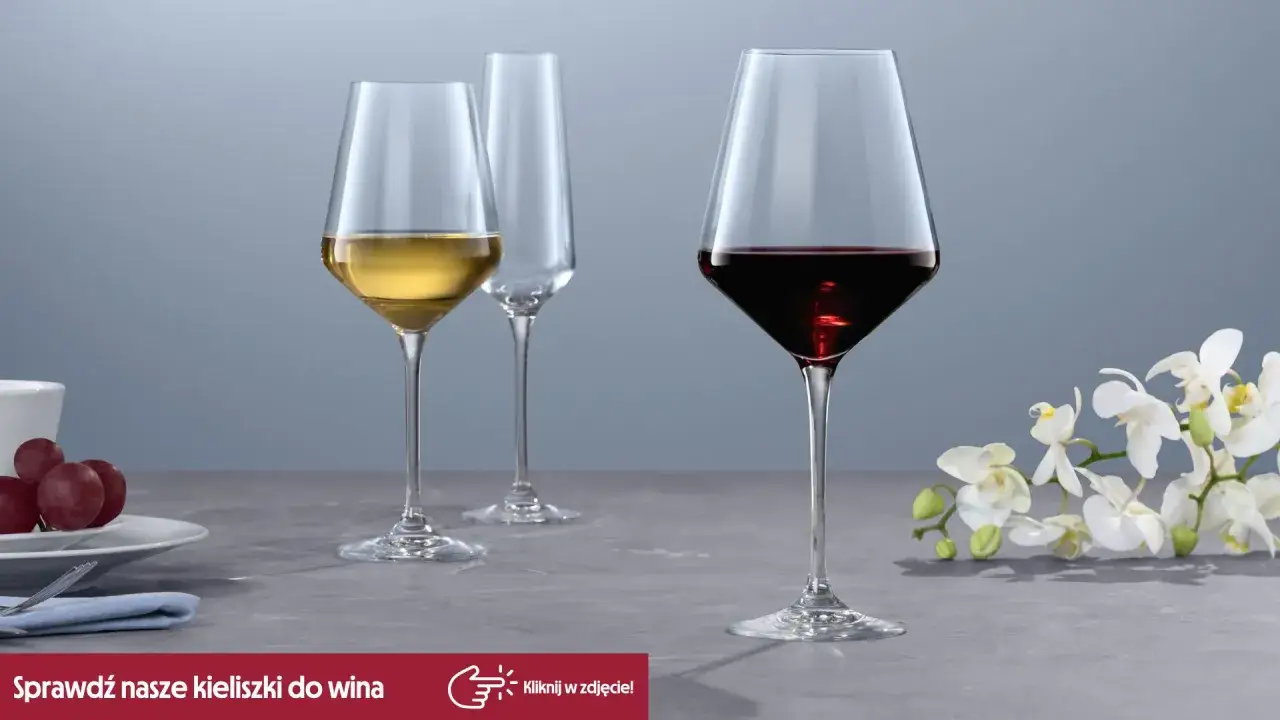 Kieliszki do wina czerwonego Bordeaux i Burgundii: wysokie, smukłe do czerwonych, szersze do białych.