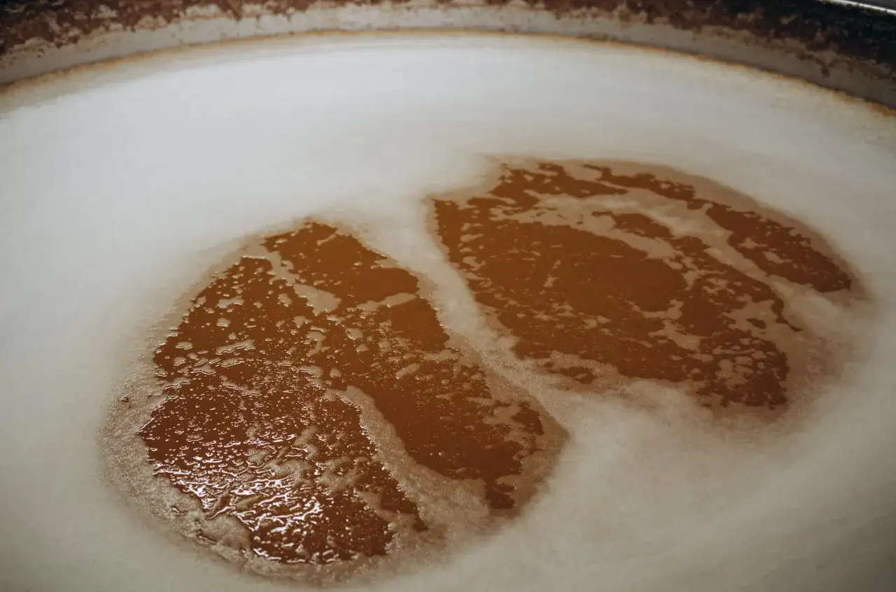 Piana piwna w kadzi. Różnica między piwem górnej a dolnej fermentacji, np. w stylach IPA i Lager, jest widoczna w procesie produkcji.